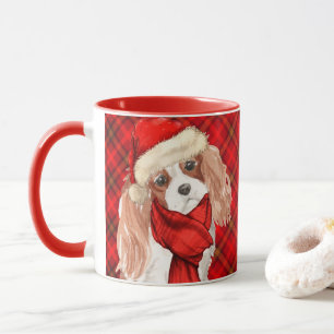Mug Plaid with King Charles Spaniel Christmas Dog