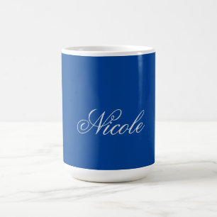 Mug Plaine minimaliste manuscrite propre nom Bleu prof