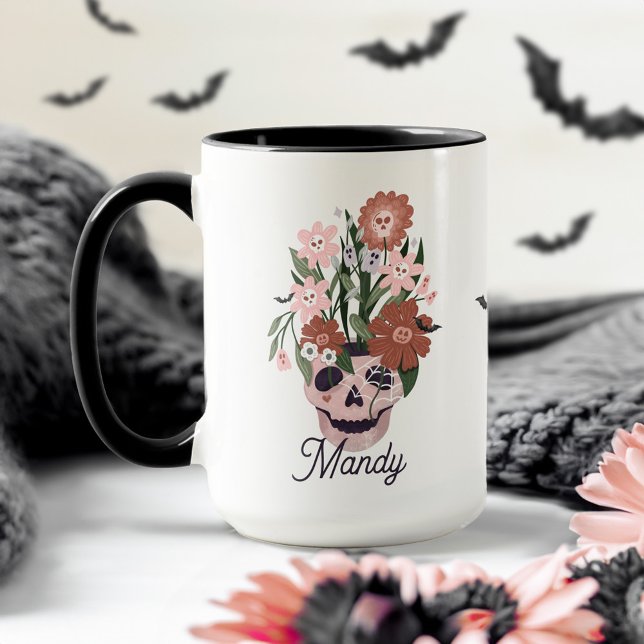 Mug Plaisir Éffrayant floraison Halloween crâne (Créateur téléchargé)