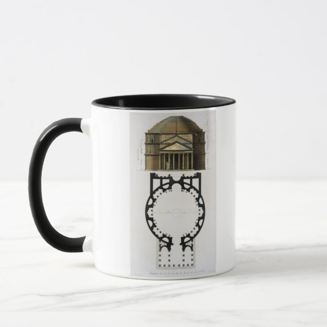 Mug Plan au sol et façade du Panthéon, Rome, de (Gauche)