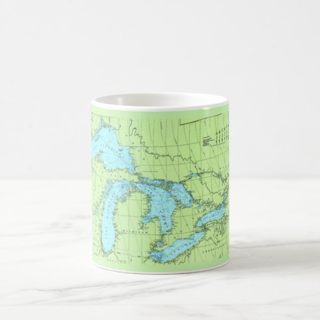 Mug Plan bleu et vert des Grands Lacs Musique (Centre)