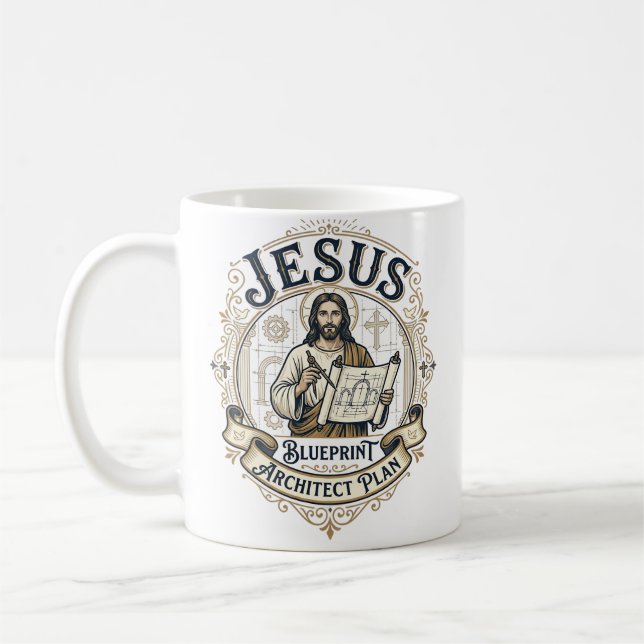 Mug Plan de Jésus Architecte Blueprint Jésus Plan de J (Gauche)