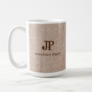 Mug Plancher Bois Look Monogramme Modèle Élégant