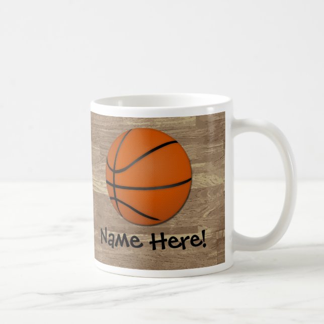 Mug Plancher personnalisé en bois de basket-ball (Droite)