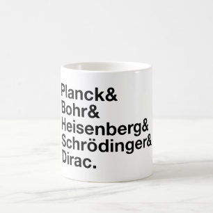 Mug Planck et Bohr et Heisenberg et Schrödinger et