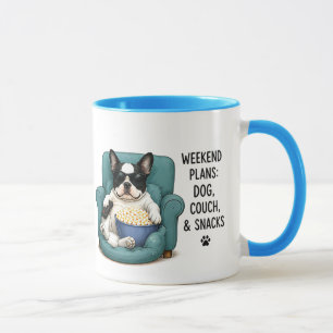 Mug Plans de week-end Canapé pour chien Snacks Citatio