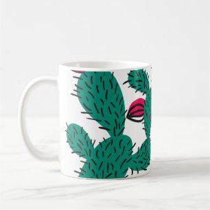 Mug Plante Cactus, motif vintage vert sans couture.