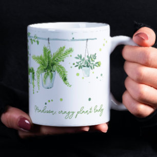Mug Plante fou Lady Aquarelle Nom personnalisé