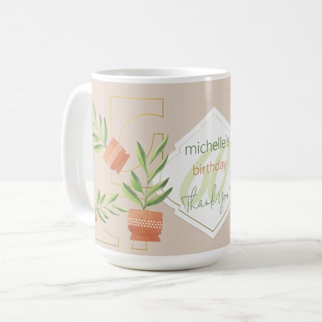 Mug Plantes frais en pots en céramique Aquarelle (Devant gauche)