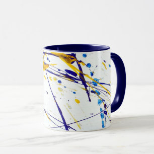 Mug Plaque de peinture Abstraite en bleu et or