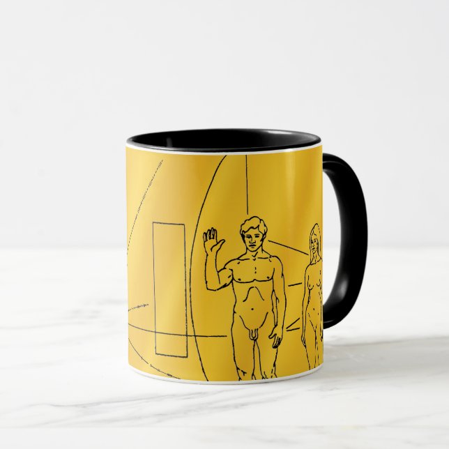 Mug Plaque d'or de la sonde spatiale Pioneer 10 de la  (Devant droit)