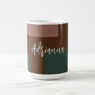 Mug Plaque moderne manuscrite propre nom Brown vert