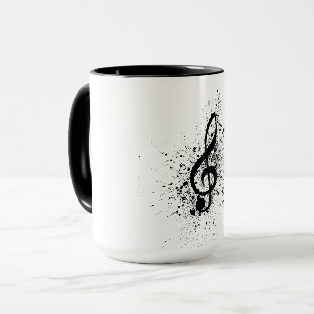 Mug Plaque musicale de musique de page motif de notes  (Devant gauche)