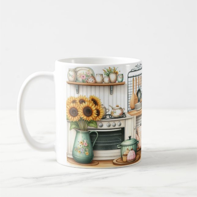 Mug Plaques de cuisine rétro et tournesols (Gauche)
