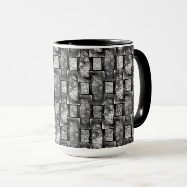 Mug Plaques rectangulaires grises sculptées et tachées (Devant droit)