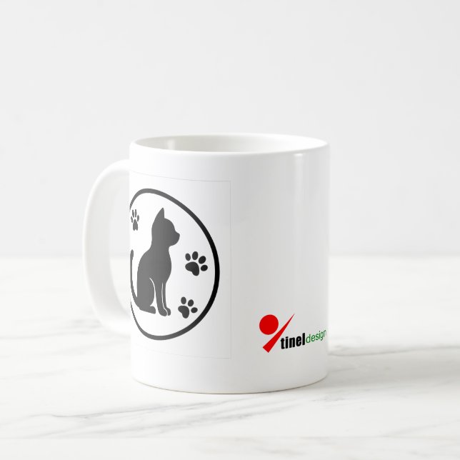 Mug Plaques silencieuses - Silhouette de chat minimale (Devant gauche)