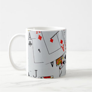 Mug Plateau De Motif De Cartes De Jeu Éparpillées,