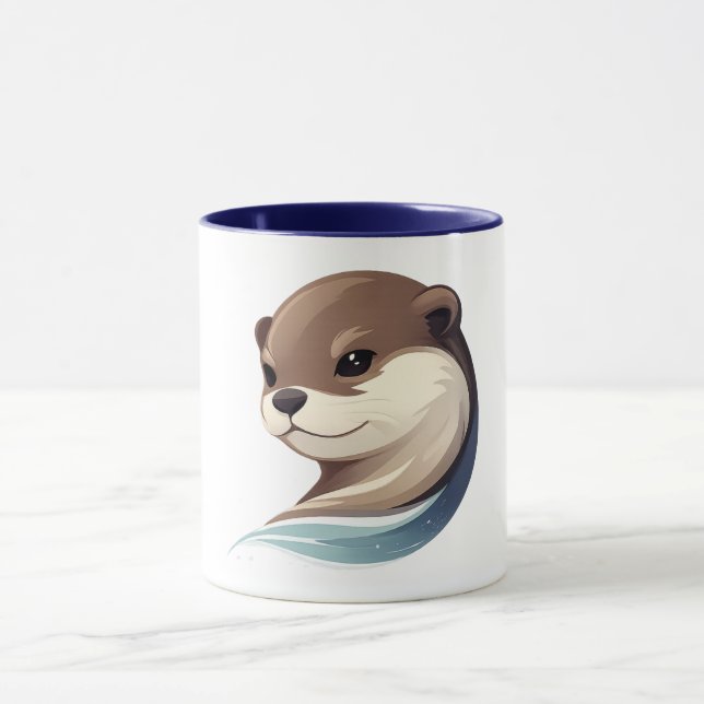 Mug Playful Otter Illustration (Centre)