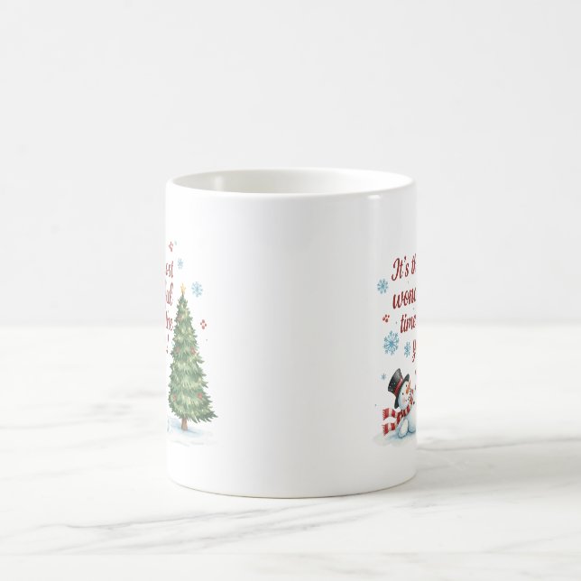 Mug Playful Snowman and Pine Tree Merry Christmas  (Centre)