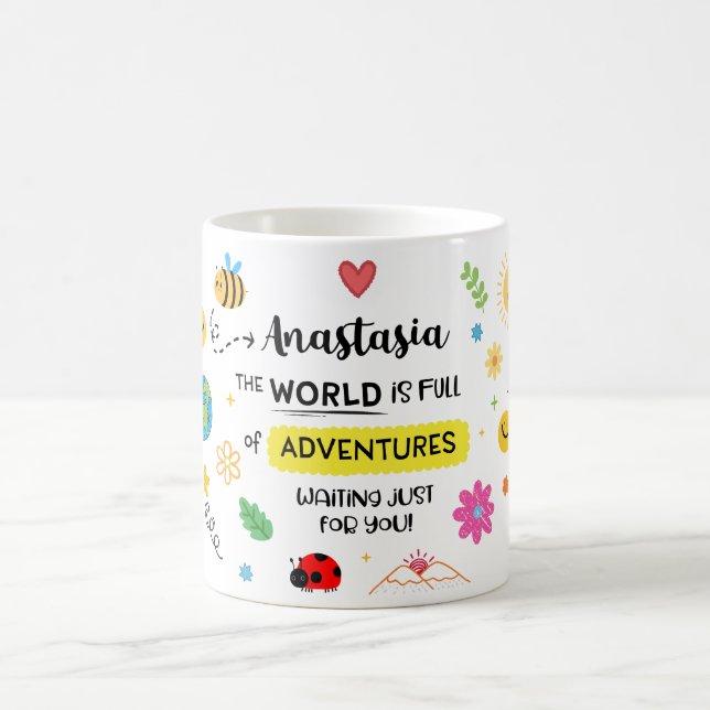 Mug "Plein d'aventures" imprimé personnalisé (Centre)
