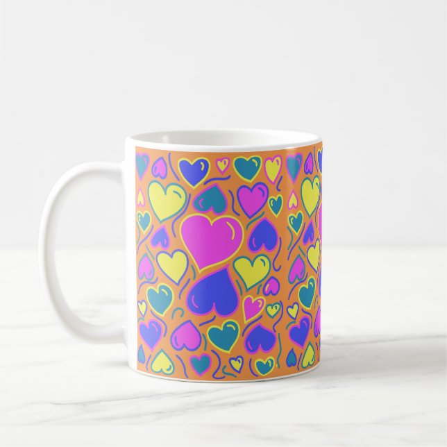Mug Plein de coeurs colorés (Gauche)