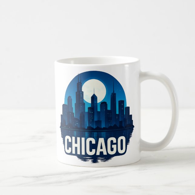 Mug Pleine lune Skyline de Chicago (Droite)