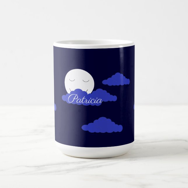 Mug Pleine Lune Souriante avec Nuages : Bleu Foncé (Centre)