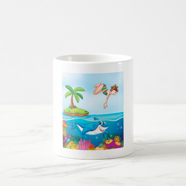 Mug Plongée Dans L'Océan Aimable Requin Coral Reef (Créateur téléchargé)