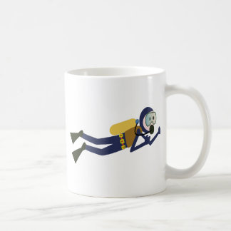 Mug Plongeur autonome bleu et jaune de bande dessinée