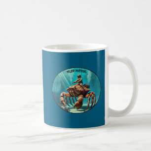 Mug Plongeur de casque vintage chevauchant un crabe gé
