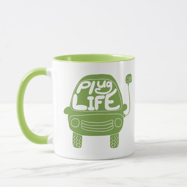 Mug Plug Life jolie voiture électrique verte légère (Gauche)
