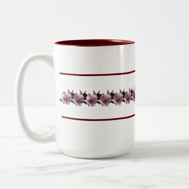 Mug - Plum Blossoms between Maroon Lines (Left)