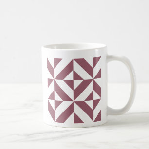 Mug Plum Geometric Deco Cube Pattern