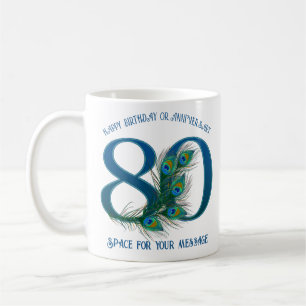 Mug Plume de paon pour 80e anniversaire ou anniversair