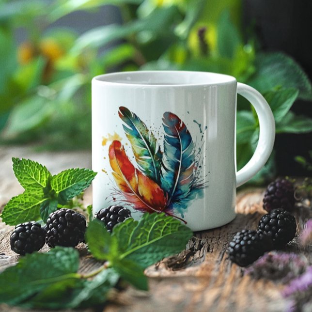 Mug Plumes colorées Aquarelle amérindienne (Créateur téléchargé)