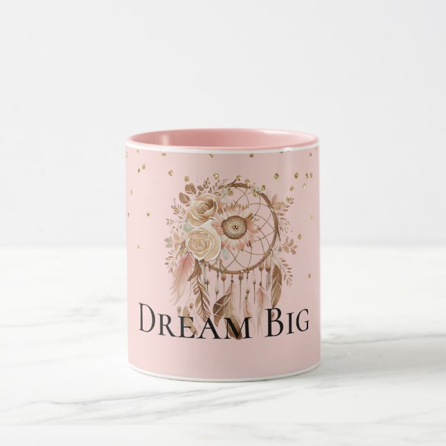 Mug Plumes de fleurs rose pâle Dream Catcher (Centre)