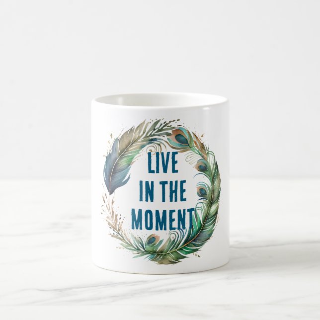 Mug Plumes de paon bleu vert (Centre)