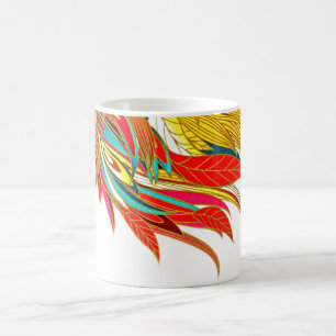 Mug Plumes élégant art abstrait orange or turquoise