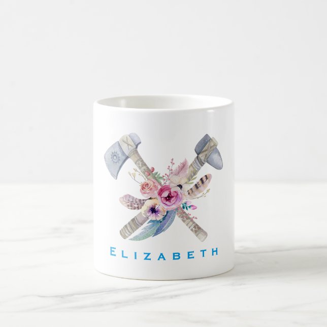 Mug Plumes et fleurs Tomahawk personnalisées (Centre)