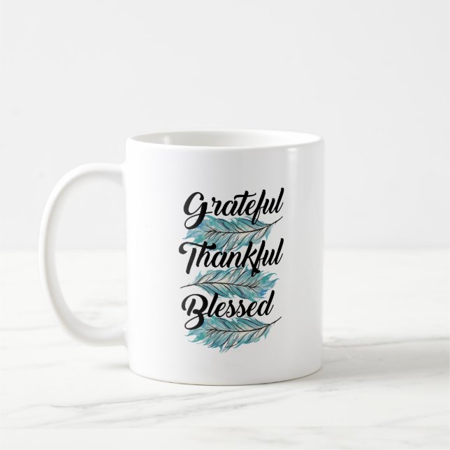 Mug Plumes turquoises reconnaissants merci aimable ore (Gauche)