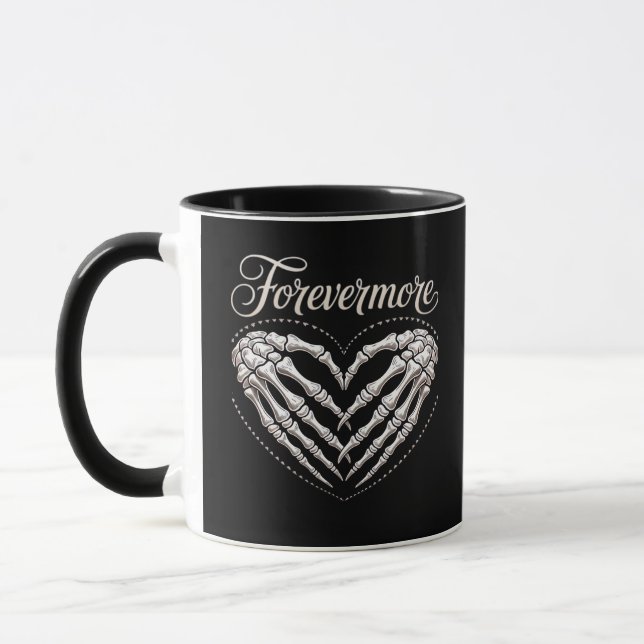 Mug Plus Skeleton Mains Coeur Gothique Halloween (Gauche)