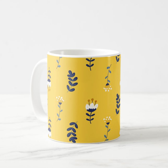 Mug Plutôt Chic Jaune Motif Floral (Devant gauche)