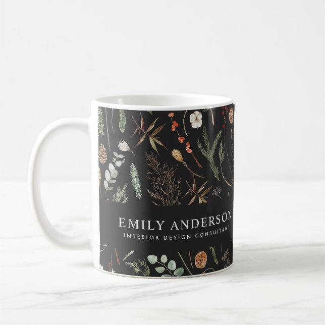 Mug poche contemporaine moderne botanique noire (Gauche)