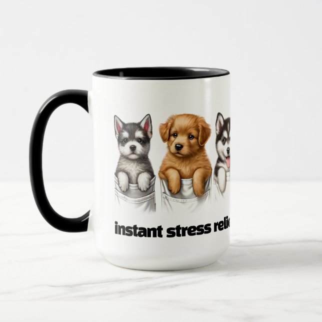 Mug Poches super mignonnes pleines de chiots (Gauche)