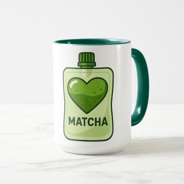Mug Pochette de sérum Matcha avec conception cardiaque (Devant droit)