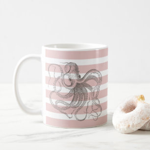 Mug Poctopus Vintage Steampunk sur les rayures rose ma