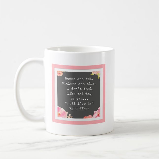 Mug Poème amusant floral, les roses sont rouges, viole (Gauche)