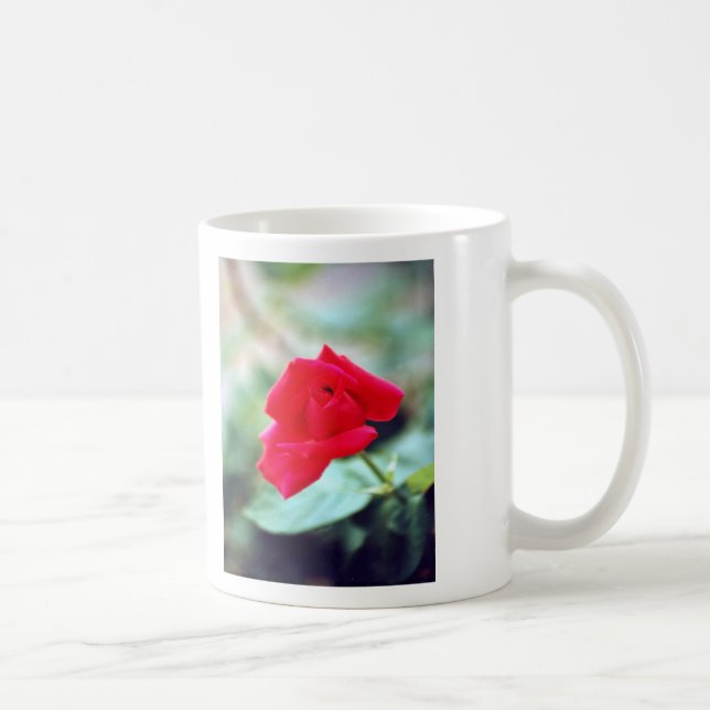 Mug Poème d'amour et bourgeon de rose rouge (Droite)