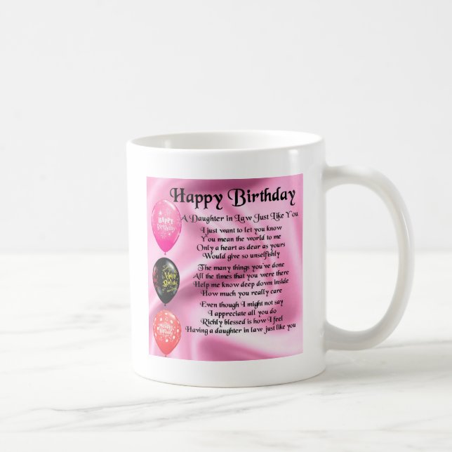 Mug Poème de belle-fille - joyeux anniversaire (Droite)