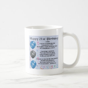 Mug Poème de fils - 21ème conception d'anniversaire